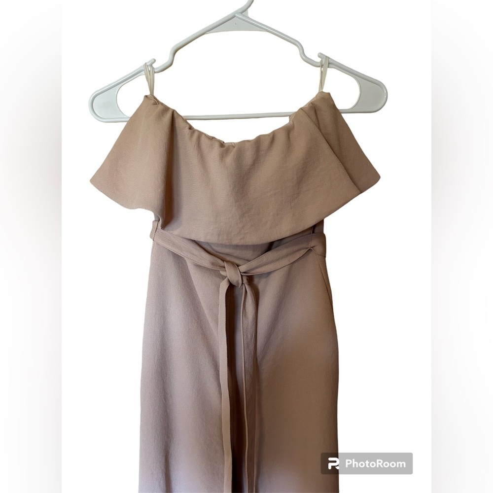 ARITZIA Babaton Blush Pink Strapless Neck Ruffle Detail Flutter Jumpsuit Size 00 - Picture 3 of 13